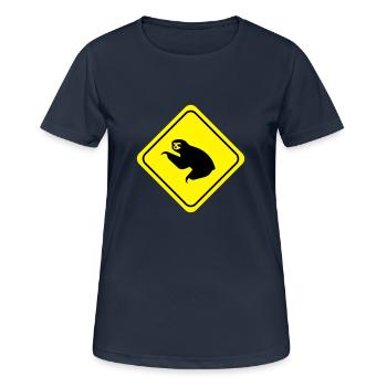 Sloth Warning - Women's Breathable T-Shirt - dark navy - Front - AI Model Female 172 light (172cm)