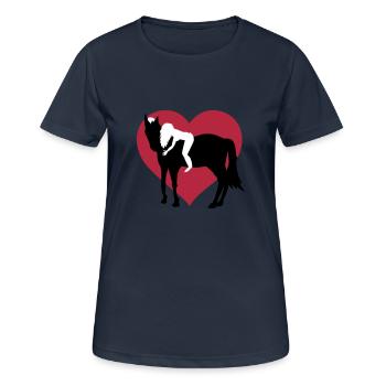 Reiterin und Pferd - Frauen T-Shirt atmungsaktiv - Dunkelnavy - Vorne - AI Model Female 172 light (172cm)