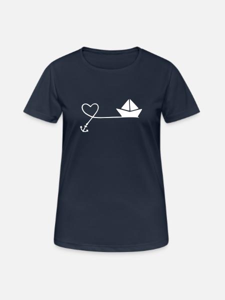maritim herz anker boot - Frauen T-Shirt atmungsaktiv - Dunkelnavy