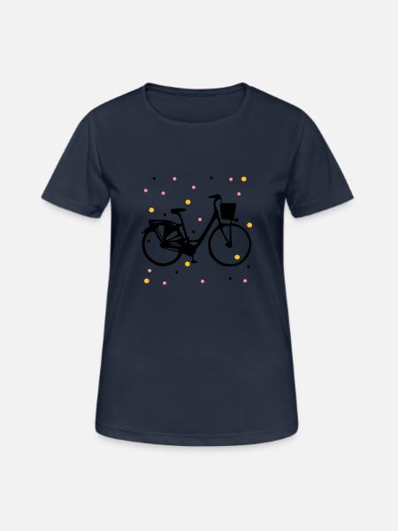 Altes Fahrrad mit Punkten - Frauen T-Shirt atmungsaktiv - Dunkelnavy