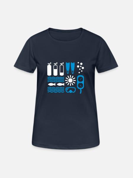 tauchen - Frauen T-Shirt atmungsaktiv - Dunkelnavy
