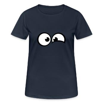 Anxious comic eyes - Women's Breathable T-Shirt - dark navy - Front - AI Model Female 172 light (172cm)