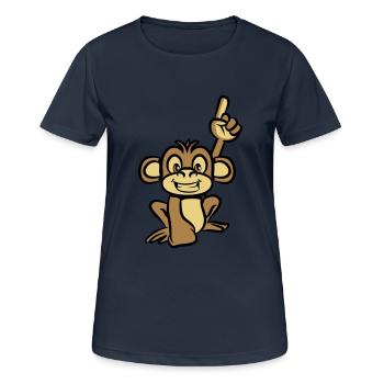 affe lustig zeigefinger - Frauen T-Shirt atmungsaktiv - Dunkelnavy - Vorne - AI Model Female 172 light (172cm)