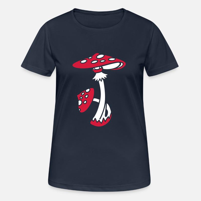 Fly agaric, Toadstool, Magic Mushroom, Psychedelic - Dame T-shirt svedtransporterende - mørkemarineblå