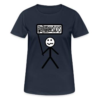 Politics Sucks - Politik stinkt, Strichmännchen - Frauen T-Shirt atmungsaktiv - Dunkelnavy - Vorne - AI Model Female 172 light (172cm)