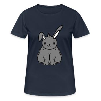 Fat Bunny Sitting Overweight Fat Hungry Funny - Women's Breathable T-Shirt - dark navy - Front - AI Model Female 172 light (172cm)