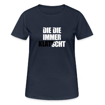 Die immer klatscht Mdma Emma Festival Afterhours - Frauen T-Shirt atmungsaktiv - Dunkelnavy - Vorne - AI Model Female 172 light (172cm)