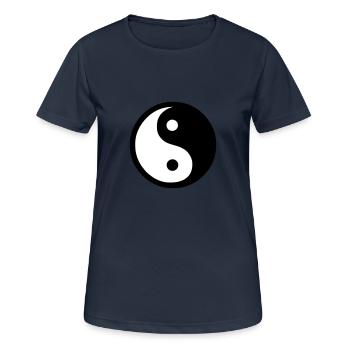 Le Yin et le Yang - T-shirt respirant Femme - bleu marine foncé - Devant - AI Model Female 172 light (172cm)