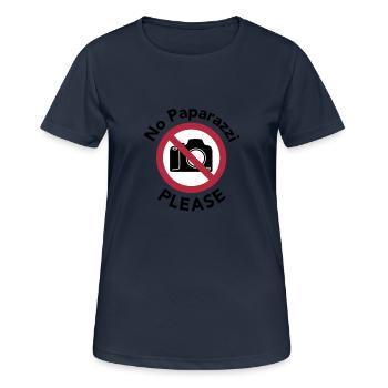 Pas de Paparazzi S'il vous plaît (Almost Famous) - T-shirt respirant Femme - bleu marine foncé - Devant - AI Model Female 172 light (172cm)