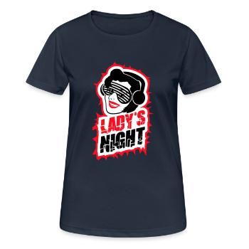 Ladies Night Fun Retro DJ Woman Face Girls Evening - Women's Breathable T-Shirt - dark navy - Front - AI Model Female 172 light (172cm)