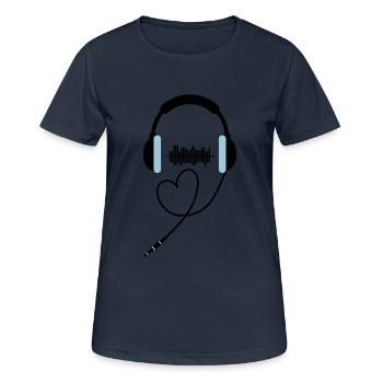 Headphones In Love for DJing - Frauen T-Shirt atmungsaktiv - Dunkelnavy - Vorne - AI Model Female 172 light (172cm)