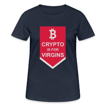 crypto is for virgins - Women's Breathable T-Shirt - dark navy - Front - AI Model Female 172 light (172cm)