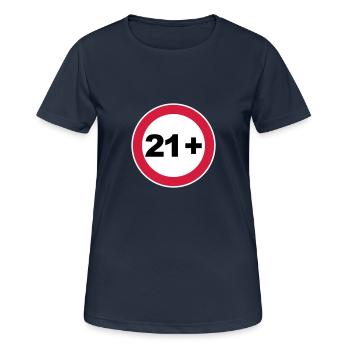 21e anniversaire 21+ - T-shirt respirant Femme - bleu marine foncé - Devant - AI Model Female 172 light (172cm)