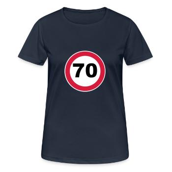 70th Birthday - Women's Breathable T-Shirt - dark navy - Front - AI Model Female 172 light (172cm)