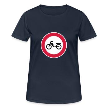 Vélomoteur Interdiction de cyclomoteur Signalisation routière Connexion 2c - T-shirt respirant Femme - bleu marine foncé - Devant - AI Model Female 172 light (172cm)