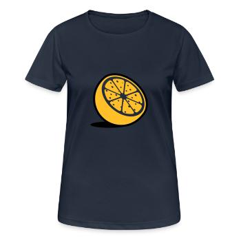 Eine Orange - Frauen T-Shirt atmungsaktiv - Dunkelnavy - Vorne - AI Model Female 172 light (172cm)