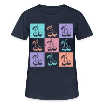 Cerises, couleurs vives de l’été - T-shirt respirant Femme - bleu marine foncé - Devant - AI Model Female 172 light (172cm)