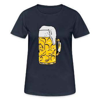 Bière - T-shirt respirant Femme - bleu marine foncé - Devant - AI Model Female 172 light (172cm)