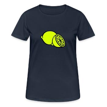 Zitrone - Frauen T-Shirt atmungsaktiv - Dunkelnavy - Vorne - AI Model Female 172 light (172cm)