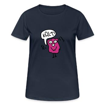 Kalt - Frauen T-Shirt atmungsaktiv - Dunkelnavy - Vorne - AI Model Female 172 light (172cm)