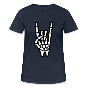 Signe de fête à la main squelette - T-shirt respirant Femme - bleu marine foncé - Devant - AI Model Female 172 light (172cm)