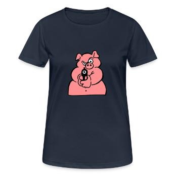Waffen Sau - Frauen T-Shirt atmungsaktiv - Dunkelnavy - Vorne - AI Model Female 172 light (172cm)