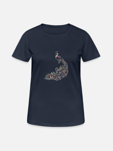 Pfau - Frauen T-Shirt atmungsaktiv - Dunkelnavy