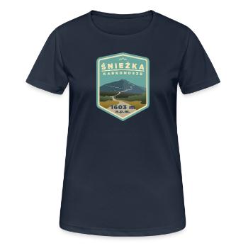 Śnieżka - le plus haut sommet des Monts des Géants - T-shirt respirant Femme - bleu marine foncé - Devant - AI Model Female 172 light (172cm)