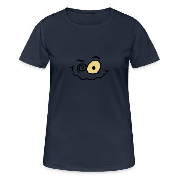 Verrücktes Lustiges Wahnsinniges Smiley Gesicht - Frauen T-Shirt atmungsaktiv - Dunkelnavy - Vorne - AI Model Female 172 light (172cm)