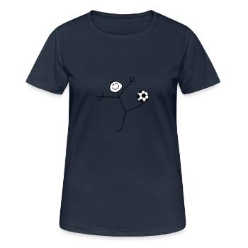 Funny Soccer Goal Shot Stick Figure - Women's Breathable T-Shirt - dark navy - Front - AI Model Female 172 light (172cm)