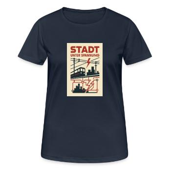 Ville Sous Tension Métro Foudre Courant Métropole - T-shirt respirant Femme - bleu marine foncé - Devant - AI Model Female 172 light (172cm)