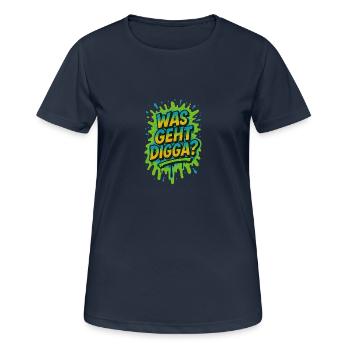 Que se passe-t-il Digga Youth Language - T-shirt respirant Femme - bleu marine foncé - Devant - AI Model Female 172 light (172cm)