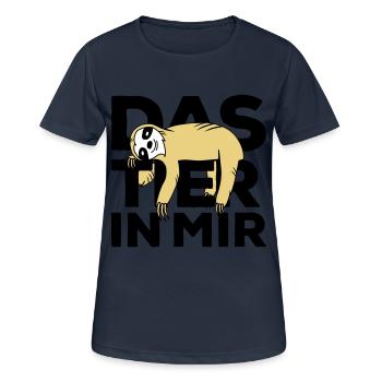 Raise the animal in me Faultier - Women's Breathable T-Shirt - dark navy - Front - AI Model Female 172 light (172cm)