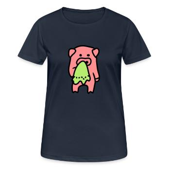 Schwein traurig / krank 3 - Frauen T-Shirt atmungsaktiv - Dunkelnavy - Vorne - AI Model Female 172 light (172cm)