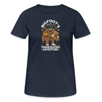Bigfoot Thanksgiving Pilger - Frauen T-Shirt atmungsaktiv - Dunkelnavy - Vorne - AI Model Female 172 light (172cm)