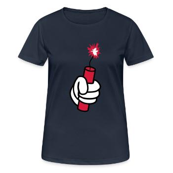 hand halten angezuendet tnt dynamit explodieren ex - Frauen T-Shirt atmungsaktiv - Dunkelnavy - Vorne - AI Model Female 172 light (172cm)