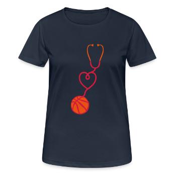 basketball stethoscope coeur love - T-shirt respirant Femme - bleu marine foncé - Devant - AI Model Female 172 light (172cm)