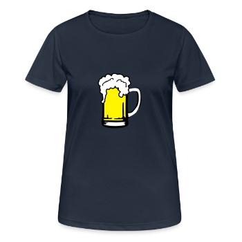 Bier mit Schaum, Bierkrug - Frauen T-Shirt atmungsaktiv - Dunkelnavy - Vorne - AI Model Female 172 light (172cm)
