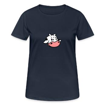 Cute calf cow face - Women's Breathable T-Shirt - dark navy - Front - AI Model Female 172 light (172cm)