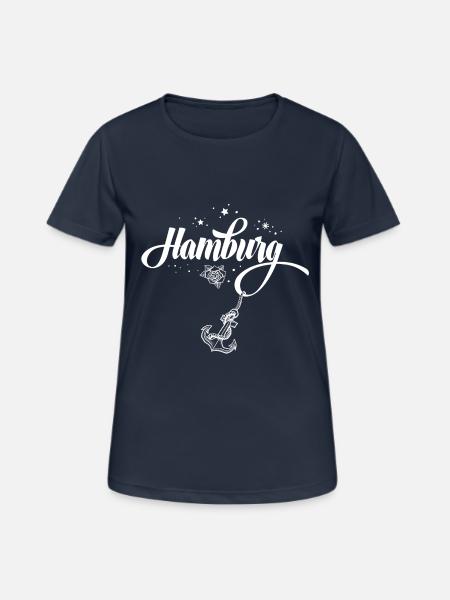 Hamburg weiß - Frauen T-Shirt atmungsaktiv - Dunkelnavy