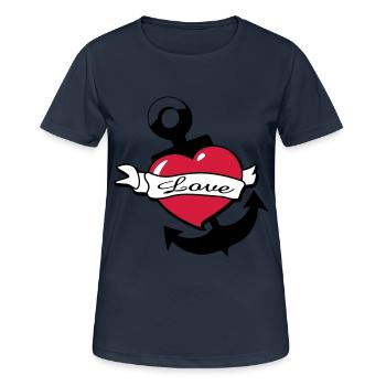 herz-anker-tatoo - Frauen T-Shirt atmungsaktiv - Dunkelnavy - Vorne - AI Model Female 172 light (172cm)