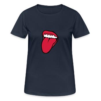 bouche tire langue 2601 - T-shirt respirant Femme - bleu marine foncé - Devant - AI Model Female 172 light (172cm)