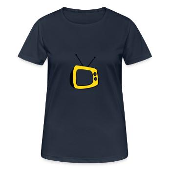 Retro TV Logo - Frauen T-Shirt atmungsaktiv - Dunkelnavy - Vorne - AI Model Female 172 light (172cm)