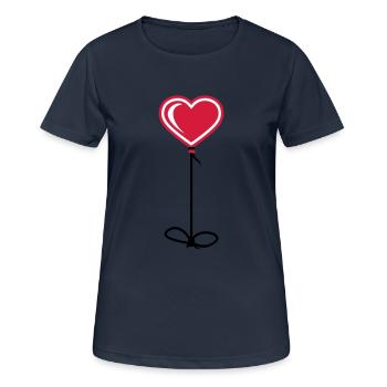 herz fliegen luftballon schnur seil himmel haengen - Frauen T-Shirt atmungsaktiv - Dunkelnavy - Vorne - AI Model Female 172 light (172cm)