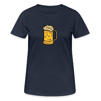 biere verre mousse binouze alcool - T-shirt respirant Femme - bleu marine foncé - Devant - AI Model Female 172 light (172cm)