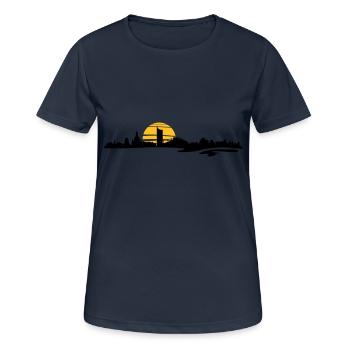Skyline - Sachsen Bundesland - Frauen T-Shirt atmungsaktiv - Dunkelnavy - Vorne - AI Model Female 172 light (172cm)