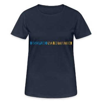 Citation de discipline sur la motivation - T-shirt respirant Femme - bleu marine foncé - Devant - AI Model Female 172 light (172cm)