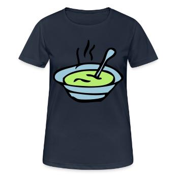 soup bowl plate - Women's Breathable T-Shirt - dark navy - Front - AI Model Female 172 light (172cm)