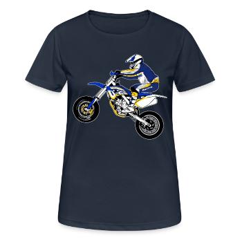 Supermoto - Frauen T-Shirt atmungsaktiv - Dunkelnavy - Vorne - AI Model Female 172 light (172cm)