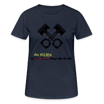 Motorsport Kolben Racing - Frauen T-Shirt atmungsaktiv - Dunkelnavy - Vorne - AI Model Female 172 light (172cm)